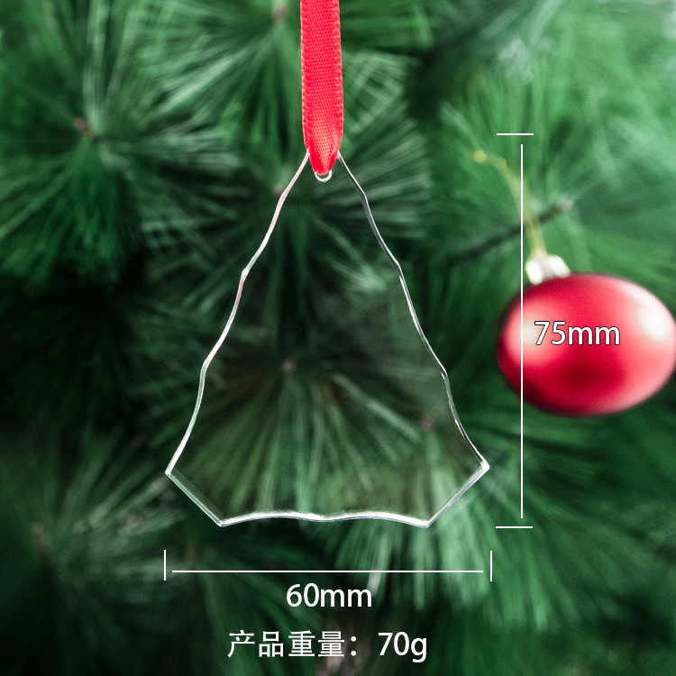 High Quality K9 Clear Crystal Glass Christmas Ornaments Customized Triangle UV/Laser Printed 60x75mm Box Packing Wholesale