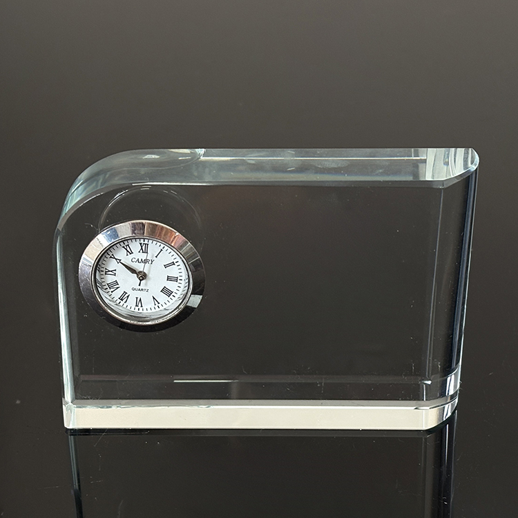 Optical Rectangle Glass Crystal Desk Clock MH-C0214
