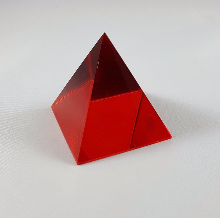 Red Green Yellow clear Crystal Pyramid Statue Cut Glass Ornament MH-F0559