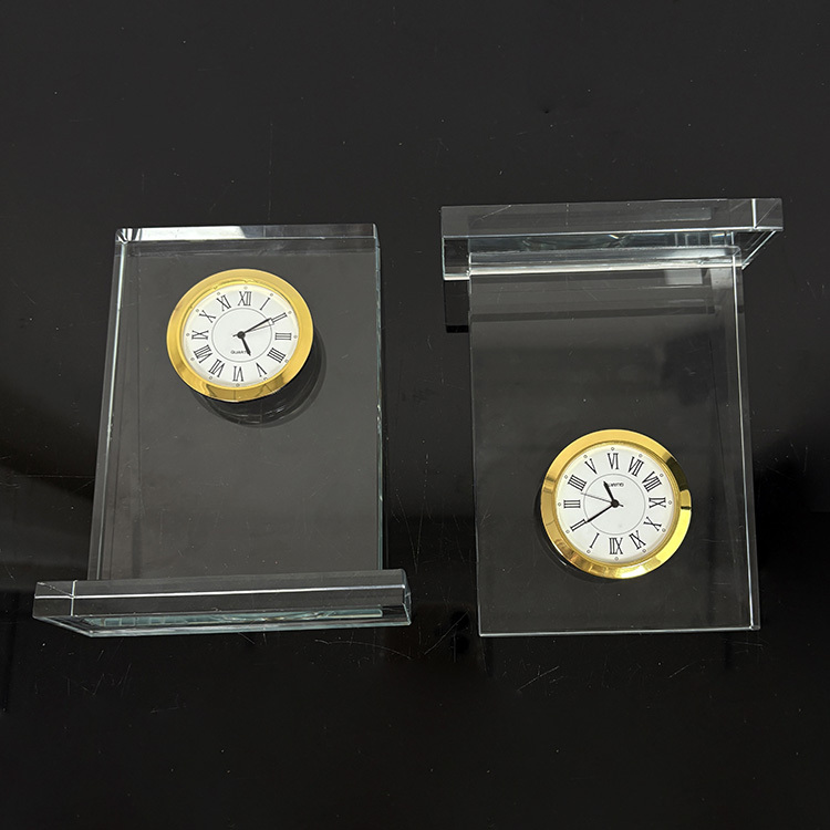 Optical Rectangle Glass Crystal Desk Clock MH-C0211