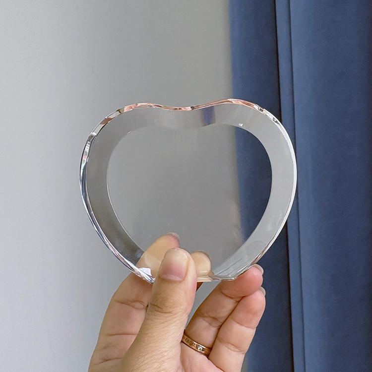 Blank Diamond Cut Crystal Heart Paperweight for 3d Laser or 2d Laser MH-F0694