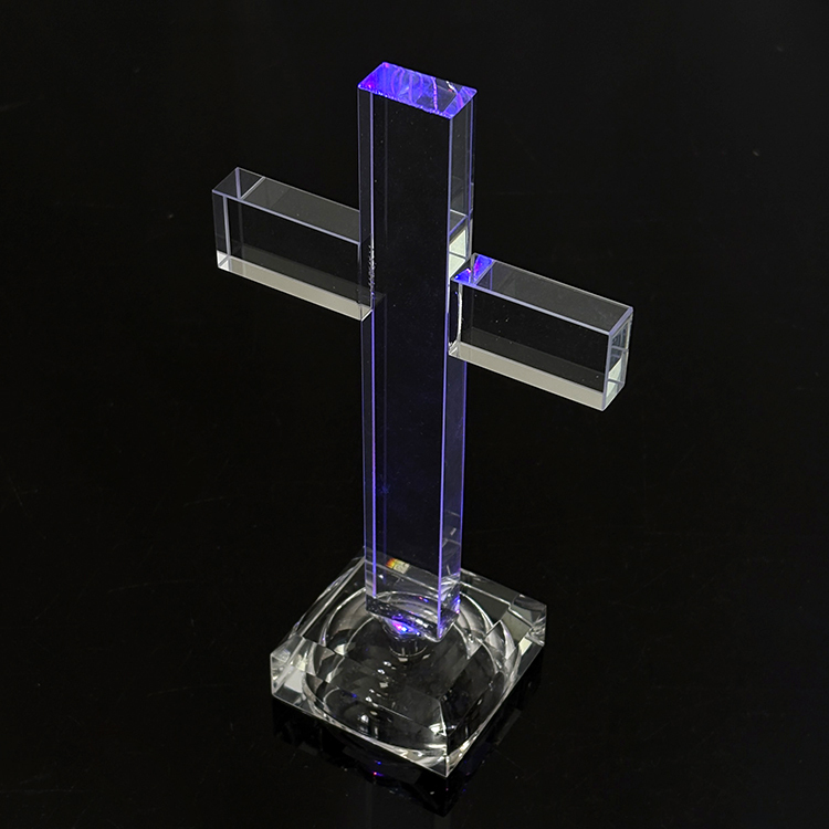 Christ Led Light up Glass Standing Cross with Light Base MH-15561