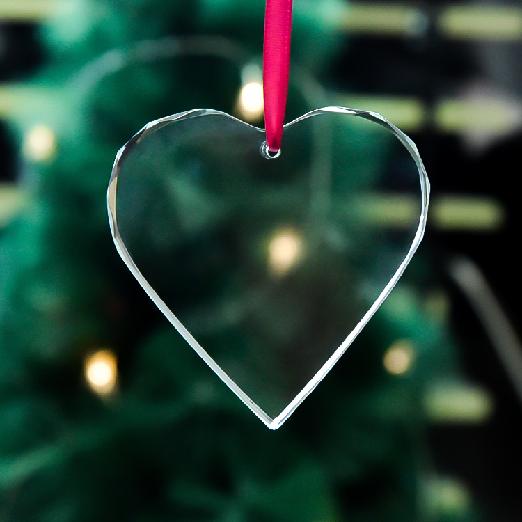 Factory Wholesale Blank K9 Glass Christmas Ornaments Decoration Customized Heart Crystal Christmas Ornament