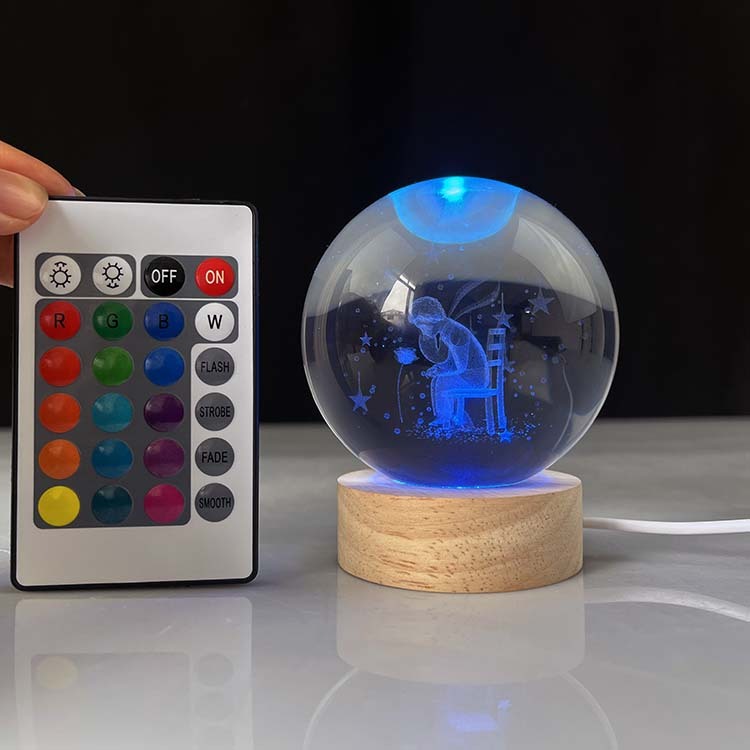 16 Colors 4 Light Modes Light Crystal Laser Bear Deer Milky Way Saturn Ball with Wooden Led Light Base with Remote MH-Q0263