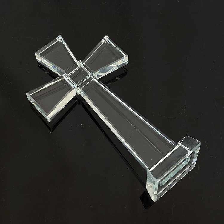 10x17.5cm Clear Crystal Glass Standing Cross MH-15562