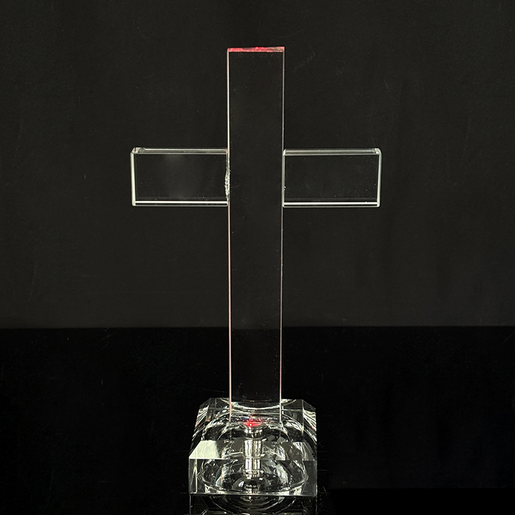 Christ Led Light up Glass Standing Cross with Light Base MH-15561