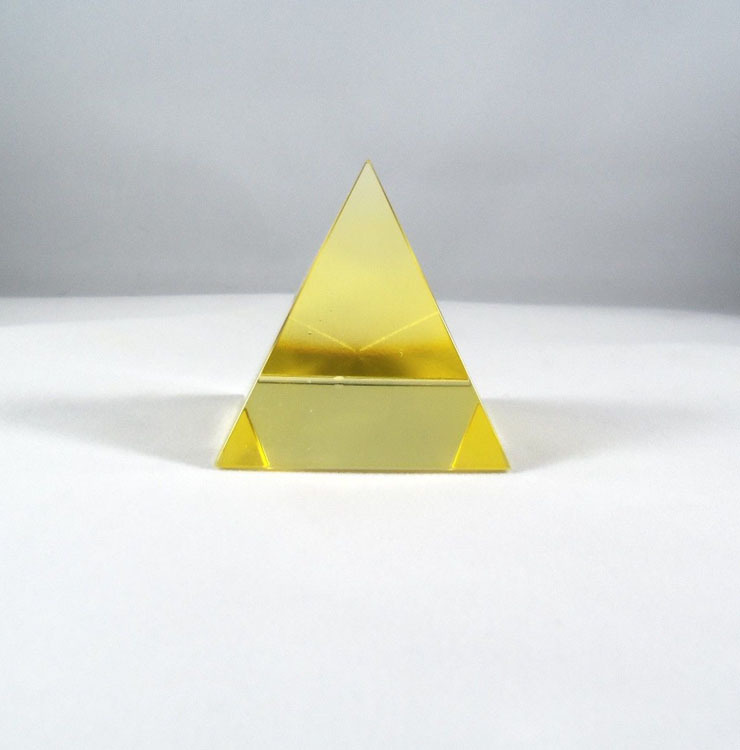 Red Green Yellow clear Crystal Pyramid Statue Cut Glass Ornament MH-F0559