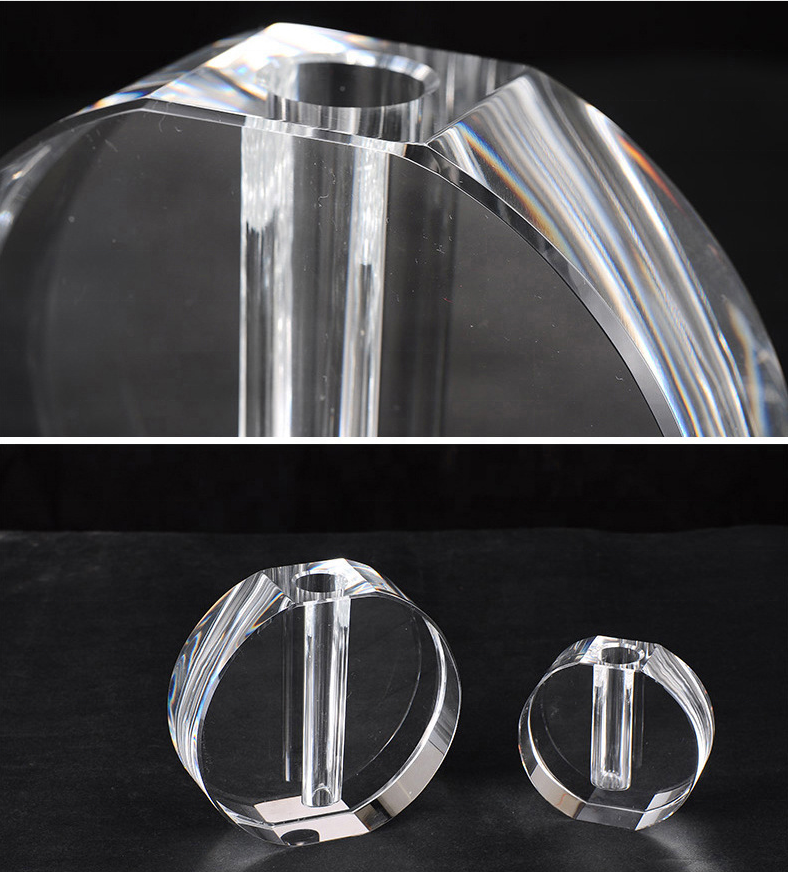 Wholesale Simple Transparent Home Tabletop Decoration Mini Clear Crystal Glass Single Flower Vase
