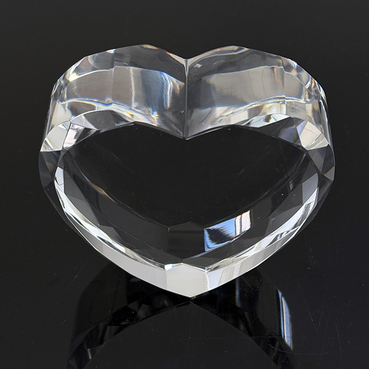 Blank Diamond Cut Crystal Heart Paperweight for 3d Laser or 2d Laser MH-F0637