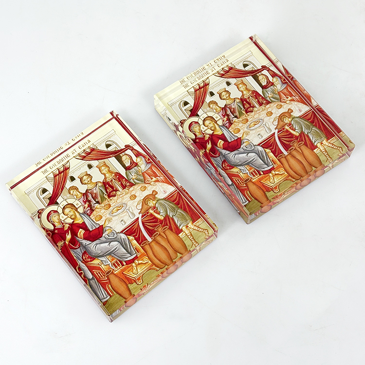 Personalized Holy Family rectangle Shape Glass Crystal Paperweight MH-F0671