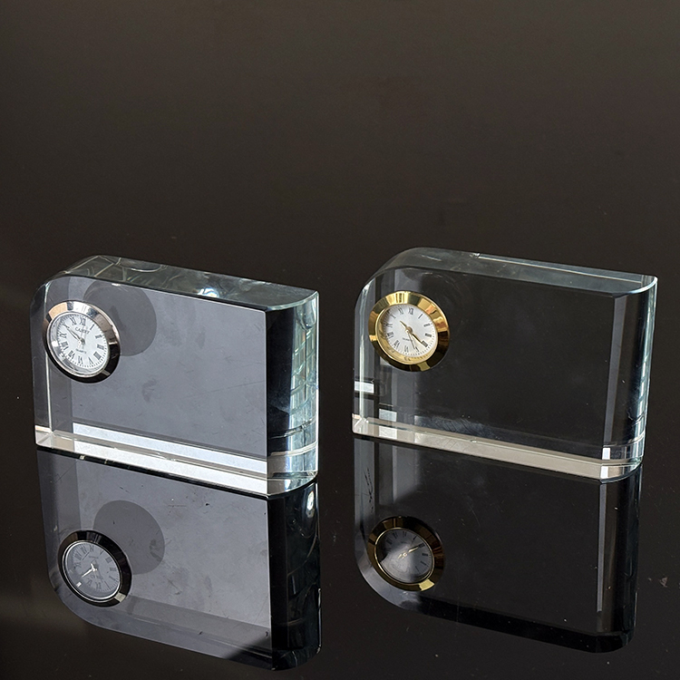 Optical Rectangle Glass Crystal Desk Clock MH-C0214