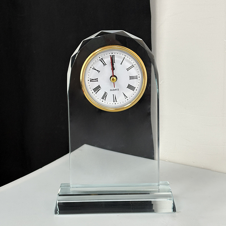 Optical Glass Arch Shaped Crystal Desk Clock MH-C0220