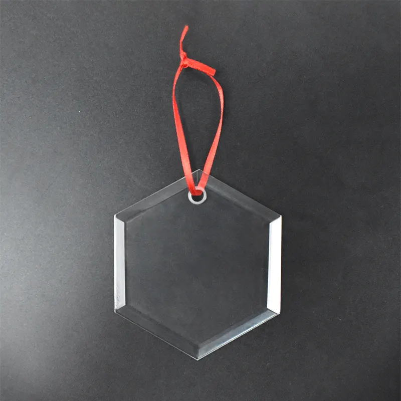 2025 Guangzhou Cheap Wholesale Crystal Glass Hexagon 3inch Blank Hanging Decoration Personalized Pendant Christmas Ornaments