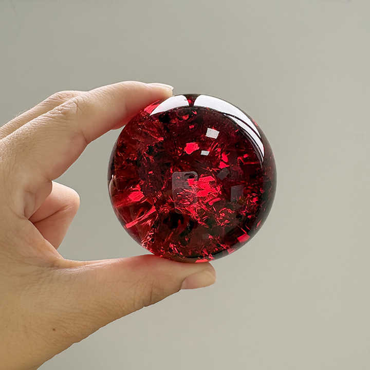 Red Color Glass Crystal Ice Cracked Ball Sphere MH-Q0293