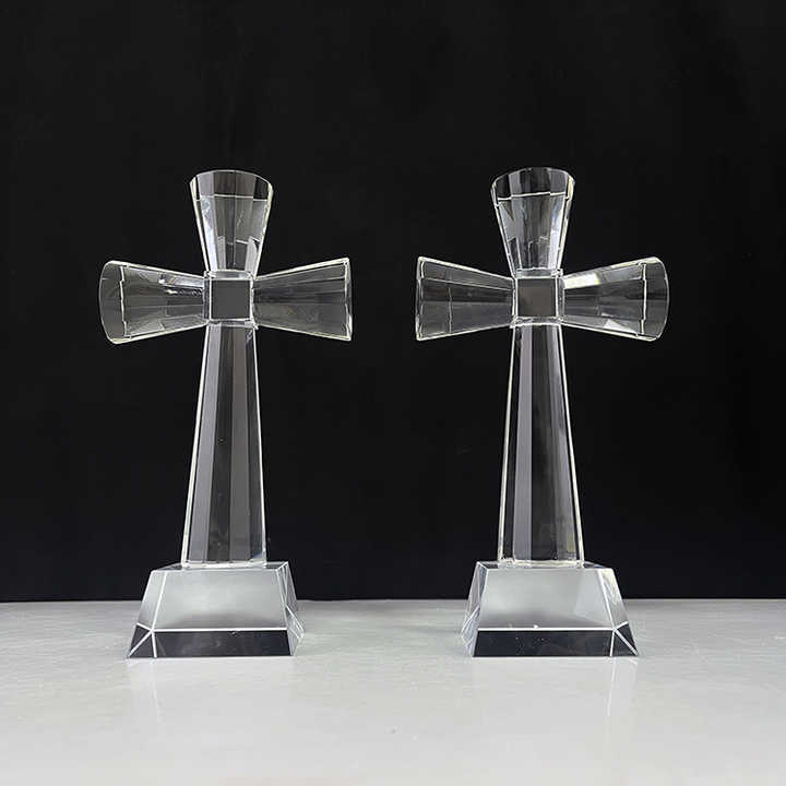 10x19cm Clear Crystal Glass Standing Cross MH-15554