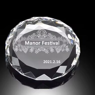 Factory Wholesale High Quality Blank Round Circle Shape Glass Paperweight for Laser Engrave Office Souvenir Crystal Paperweight