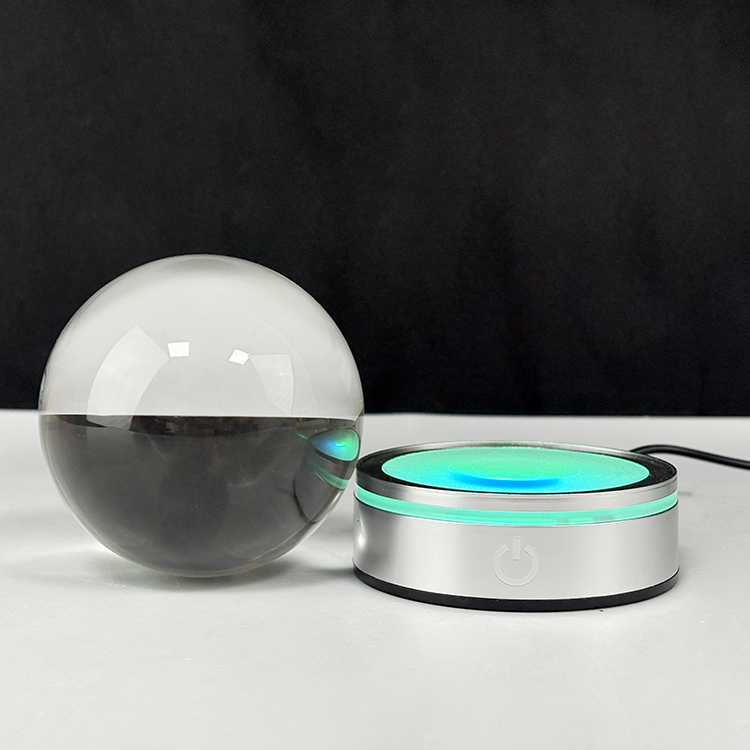 Light up Blank Crystal Ball with Silver Plastic Led Light Base