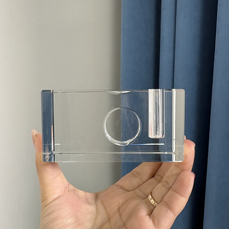 Blank Crystal Block Cube Paperweight with Pen Holder MH-F0677