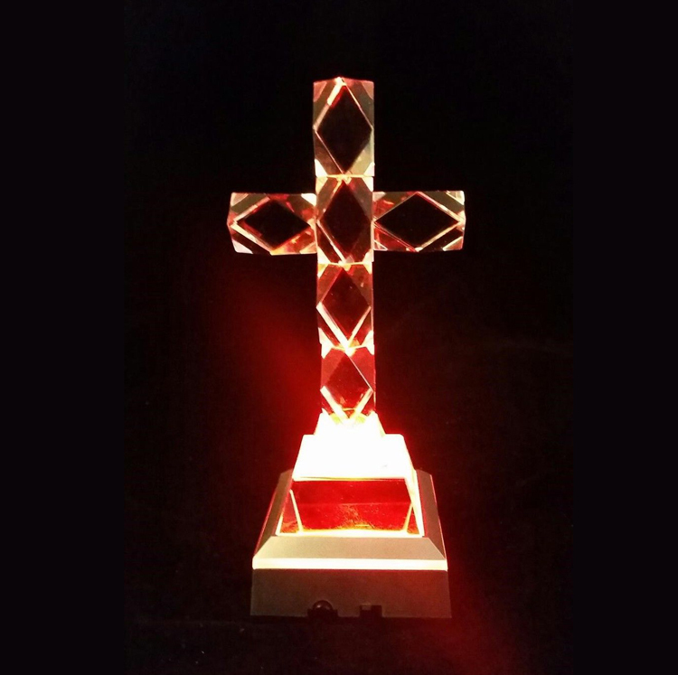 Standing Glass Crystal Cross Figurine MH-15033