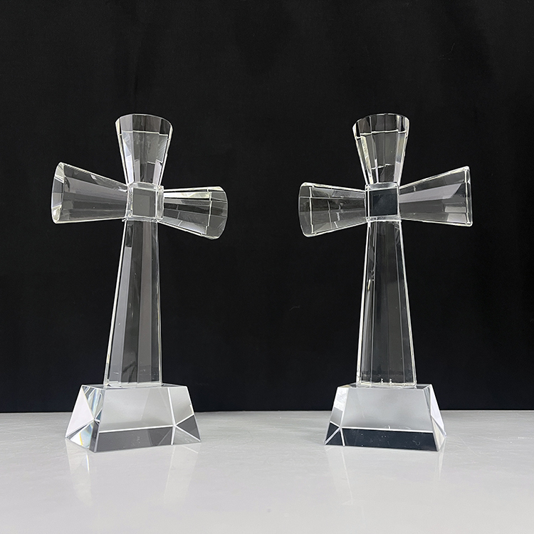 10x19cm Clear Crystal Glass Standing Cross MH-15554