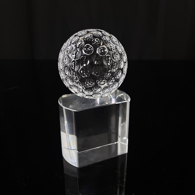 Crystal Glass Golf Ball Paperweight with Base MH-Q0270