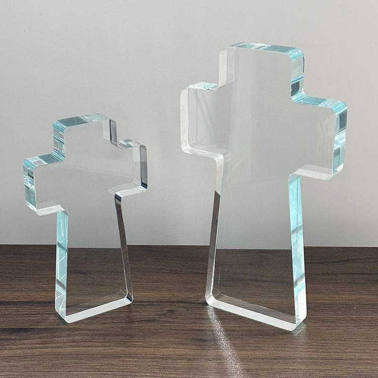 15cm 20cm Height Clear Crystal Glass Standing Cross MH-15559