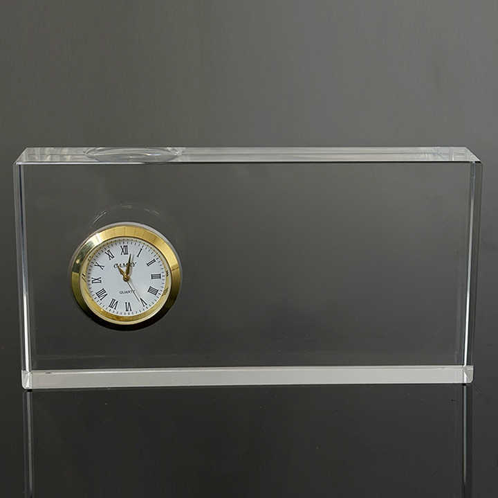 Optical Rectangle Glass Crystal Desk Clock MH-C0216