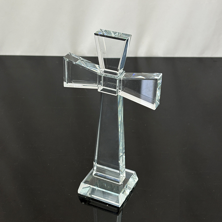 10x17.5cm Clear Crystal Glass Standing Cross MH-15562