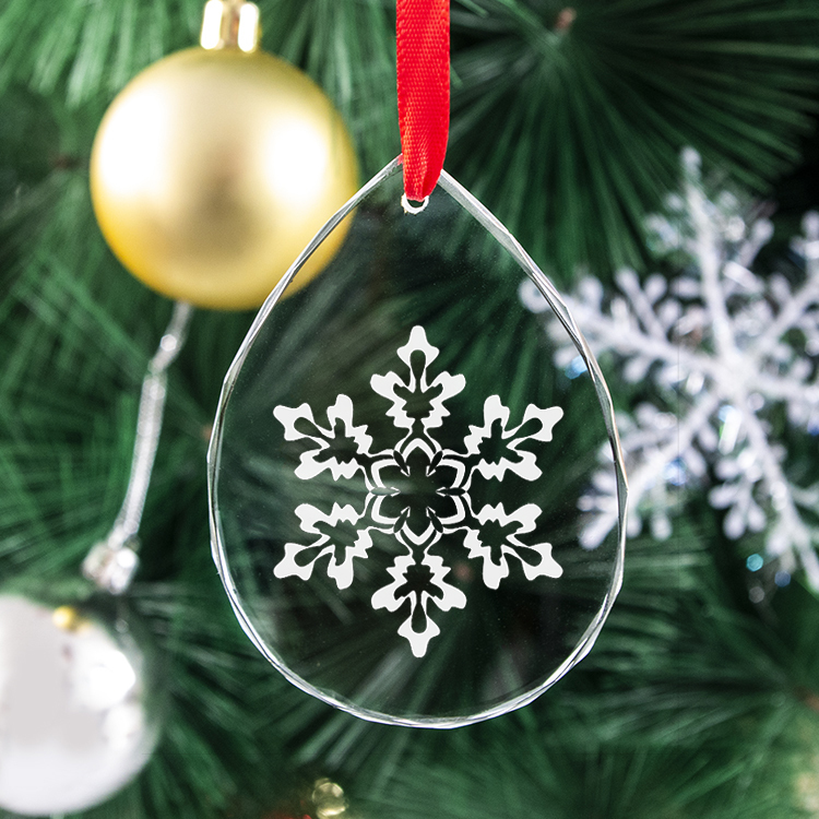 High Quality K9 Clear Crystal Christmas Ornament Water Drop Shape with UV Printing Laser Engraving Wholesale Blank Ornament
