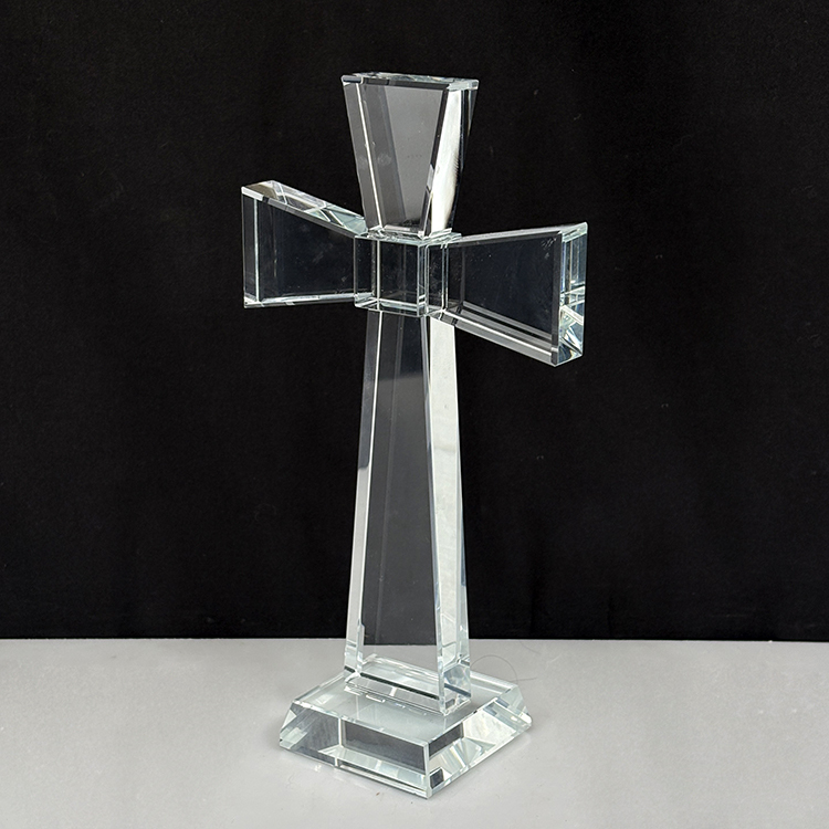 10x17.5cm Clear Crystal Glass Standing Cross MH-15562