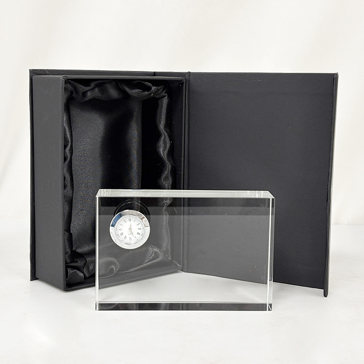 Optical Rectangle Glass Crystal Desk Clock MH-C0219