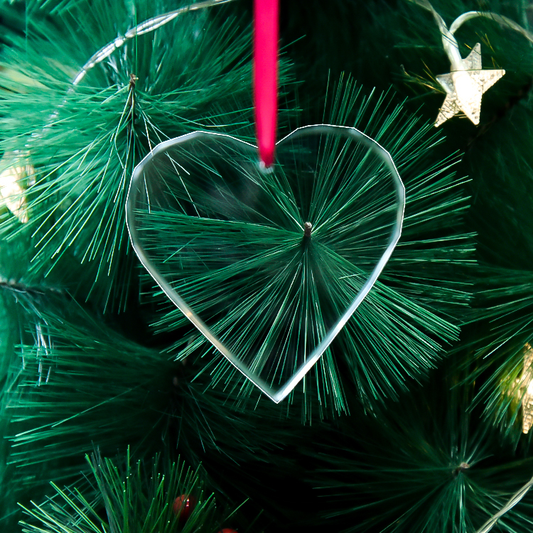 Factory Wholesale Blank K9 Glass Christmas Ornaments Decoration Customized Heart Crystal Christmas Ornament