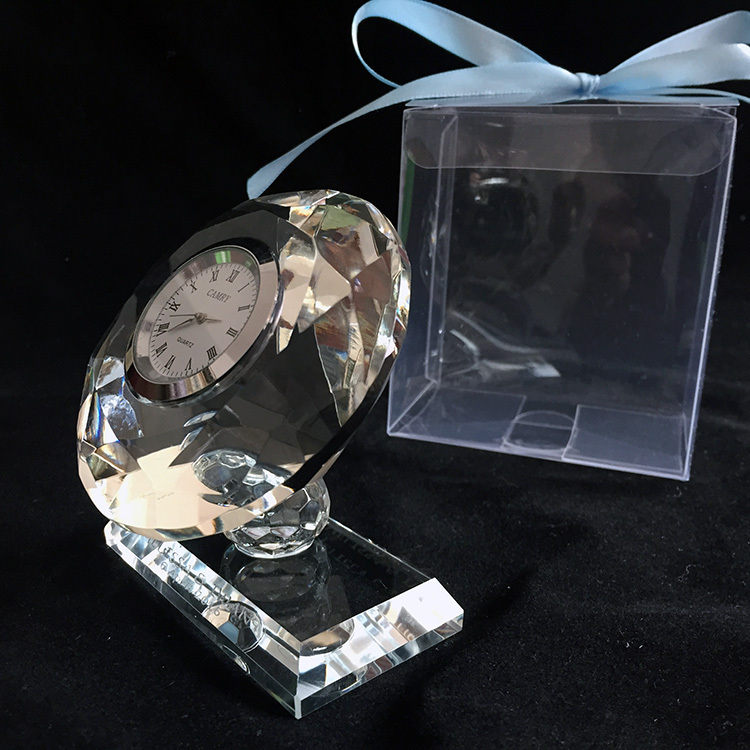 Personalized Crystal Glass Round Diamond Clock MH-C0210