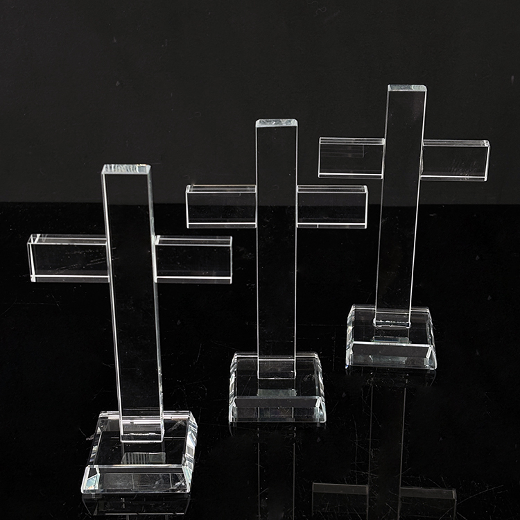 9x15.5cm Clear Crystal Glass Standing Cross MH-15560