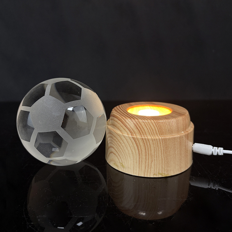 Light up Crystal Soccer Football with Rotating Plastic Led Light Base MH-Q0296