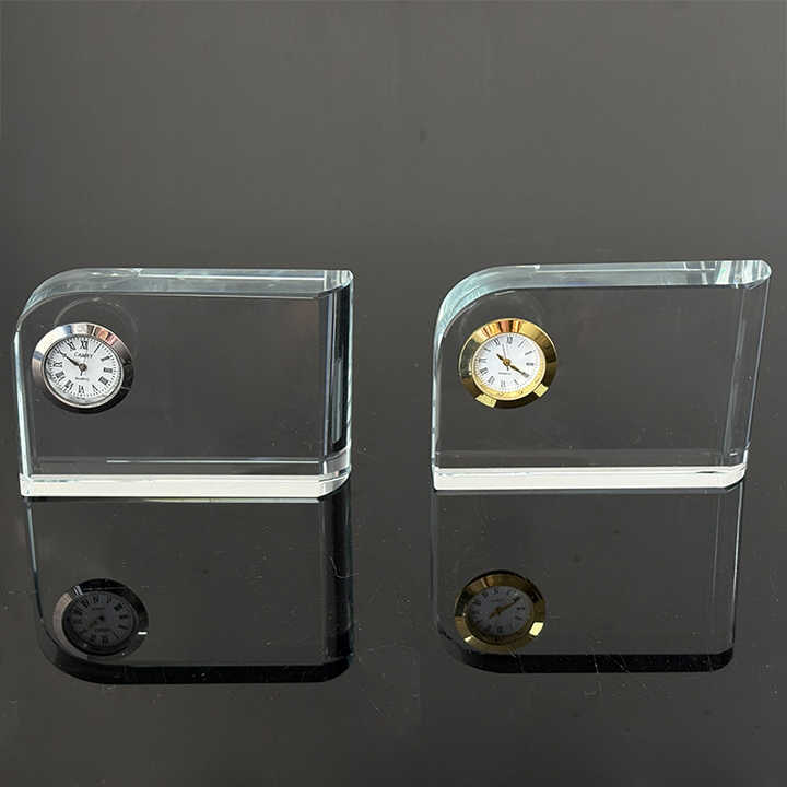 Optical Rectangle Glass Crystal Desk Clock MH-C0214