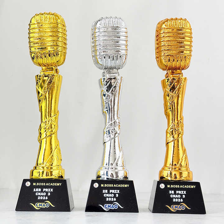 Gold Silver Bronze Resin Microphone Music Awards Crystal Trophy Award MH-LJ0748