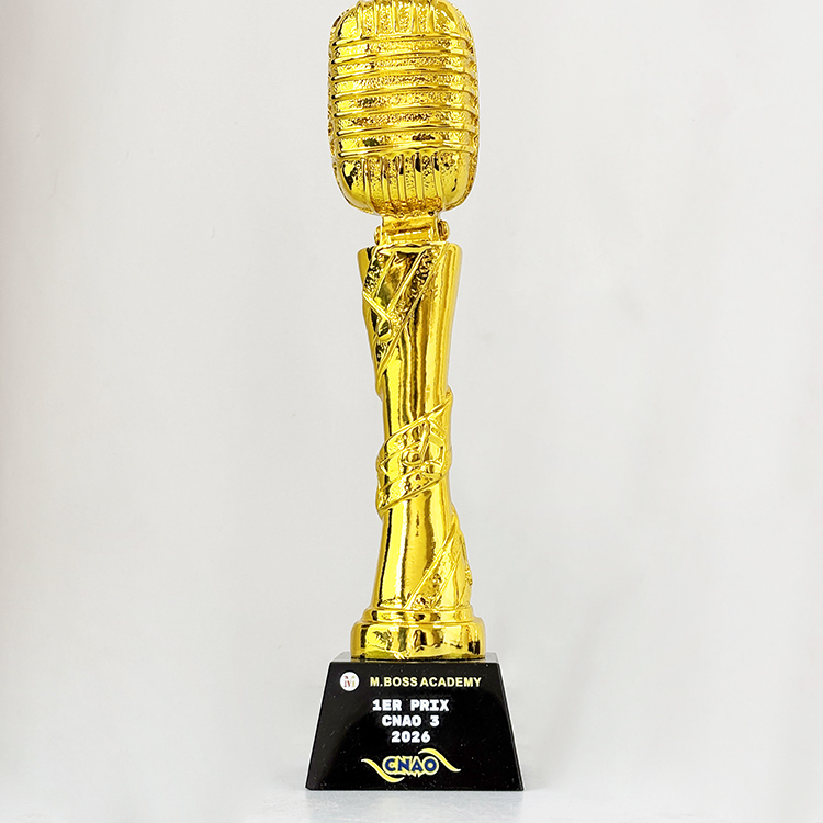 Gold Silver Bronze Resin Microphone Music Awards Crystal Trophy Award MH-LJ0748