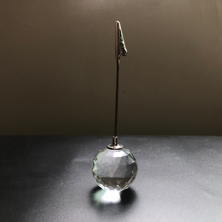 Cut Crystal Ball Photo Place Name Card Holder MH-B0374