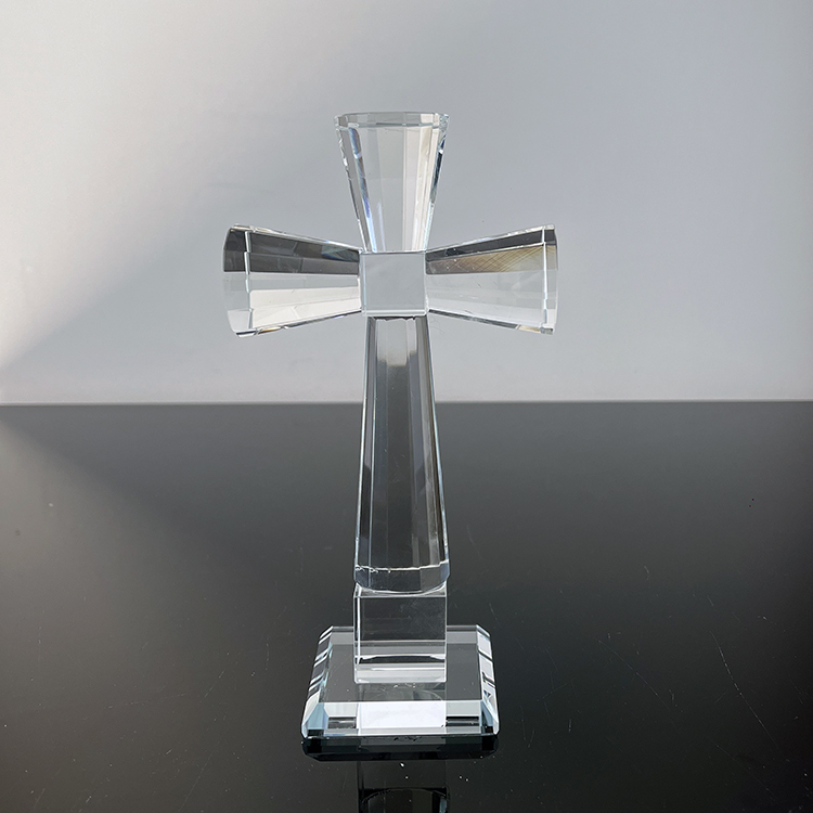 10x18.5cm Clear Crystal Glass Standing Cross MH-15556