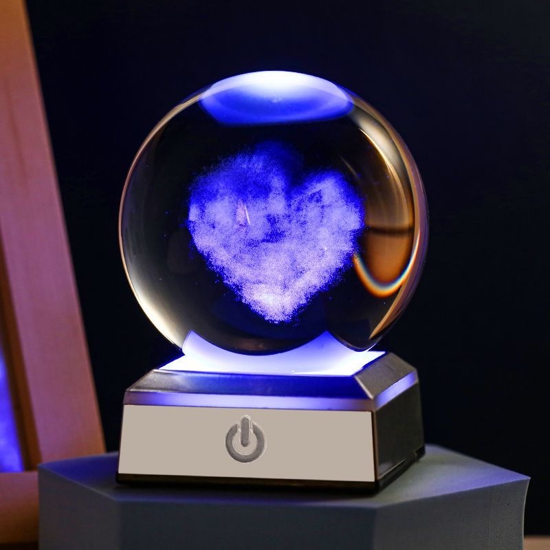 Light up Crystal Laser Milky Way Saturn Ball with square Plastic Led Light Base MH-Q0260