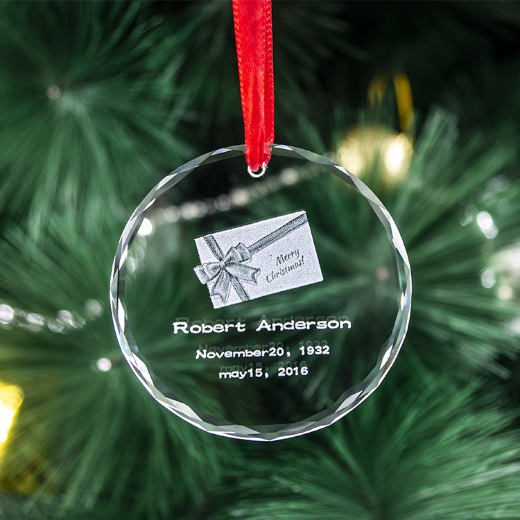 Factory Wholesale Personalised Custom K9 Hanging Crystal Glass Christmas Decoration Ornaments with Name Customized