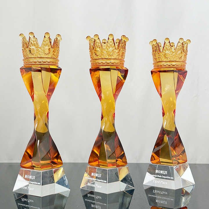 Amber Crown Crystal Glass Awards Trophy MH-LJ0627