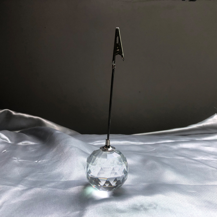 Cut Crystal Ball Photo Place Name Card Holder MH-B0374