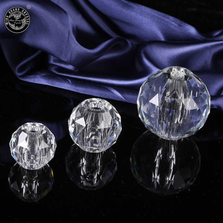 Solid Faceted Crystal Glass Sphere Ball with Hole MH-Q0233