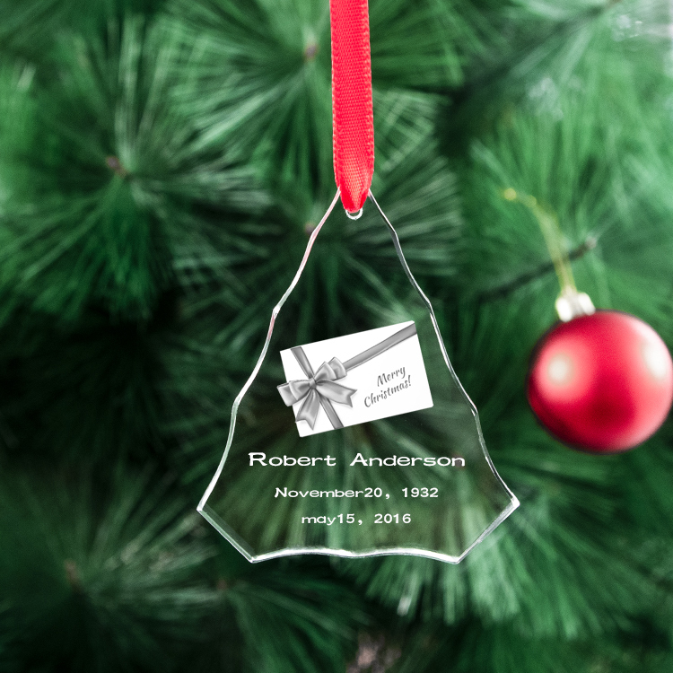 High Quality K9 Clear Crystal Glass Christmas Ornaments Customized Triangle UV/Laser Printed 60x75mm Box Packing Wholesale