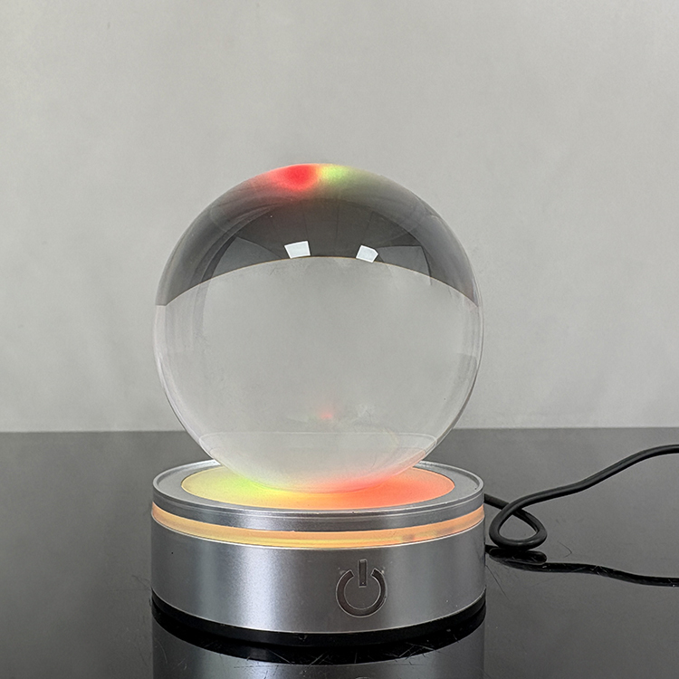 Light up Blank Crystal Ball with Silver Plastic Led Light Base