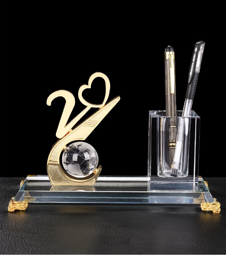 Number 10, 20 30 Years Anniversary Gift Crystal Pen Holder Set for Table Decoration MH-B0384