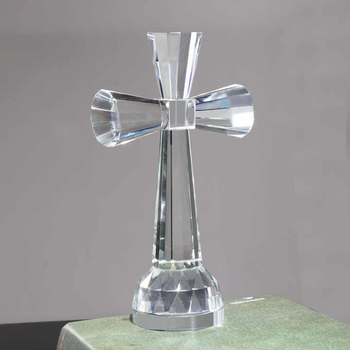 Clear Crystal Glass Standing Cross MH-15550