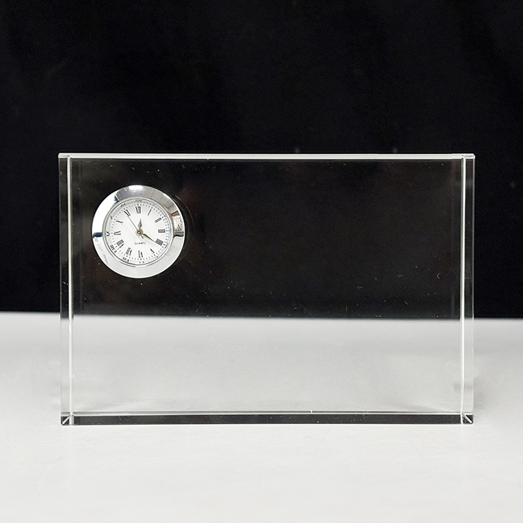 Optical Rectangle Glass Crystal Desk Clock MH-C0219